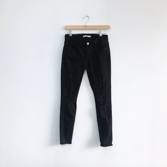 Levi's 710 Super Skinny Destroy - Black - Picture 1 of 7